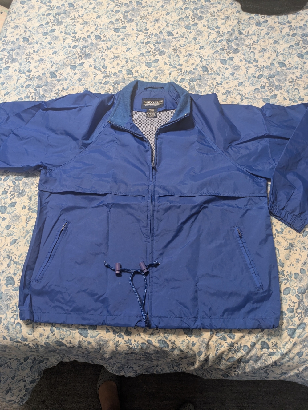 Lands' End Royal Blue Zip-Front Windbreaker/Rain